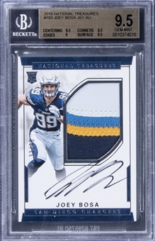 2016 Panini National Treasures #103 Joey Bosa Signed Patch Rookie Card (#32/99) - BGS GEM MINT 9.5/BGS 8